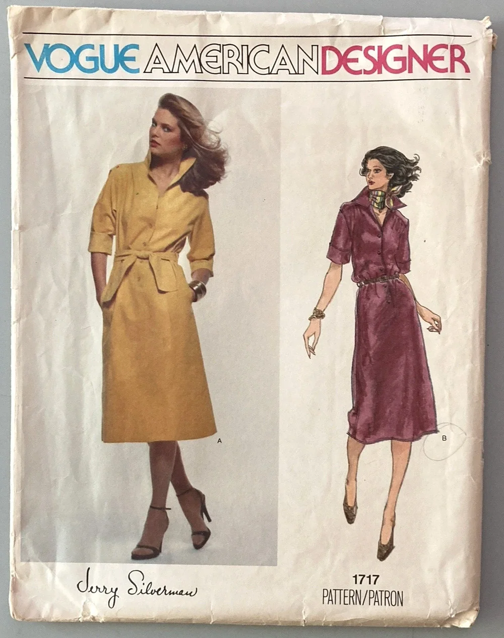 Vogue American Design 1717 Jerry Silverman Pattern Suede Shirtdress Sz 18 Uncut